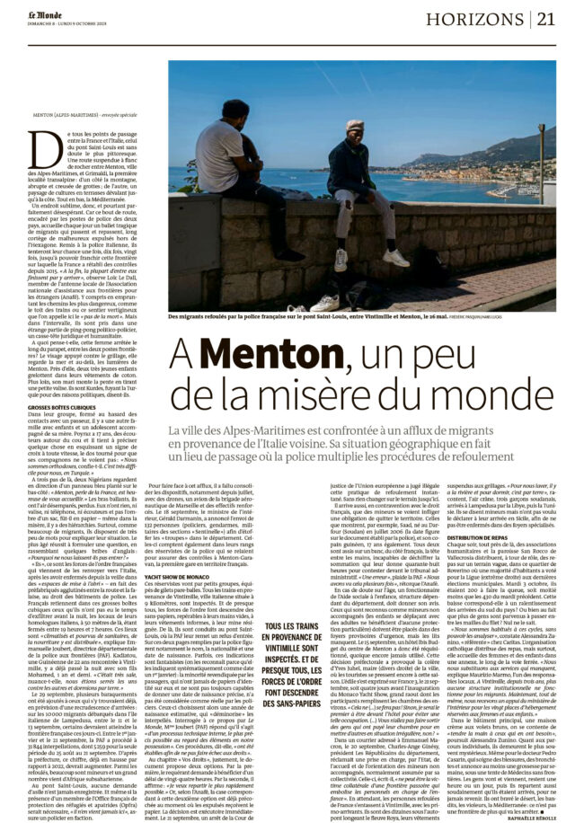 Migrant a la frontiere franco-italienne